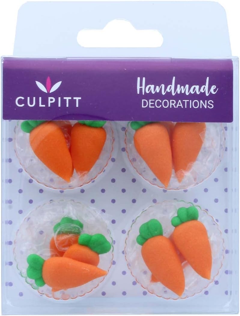 Culpitt Carrot Sugar Pipings - 12 Pack Edible Cake Decorations - Image 1